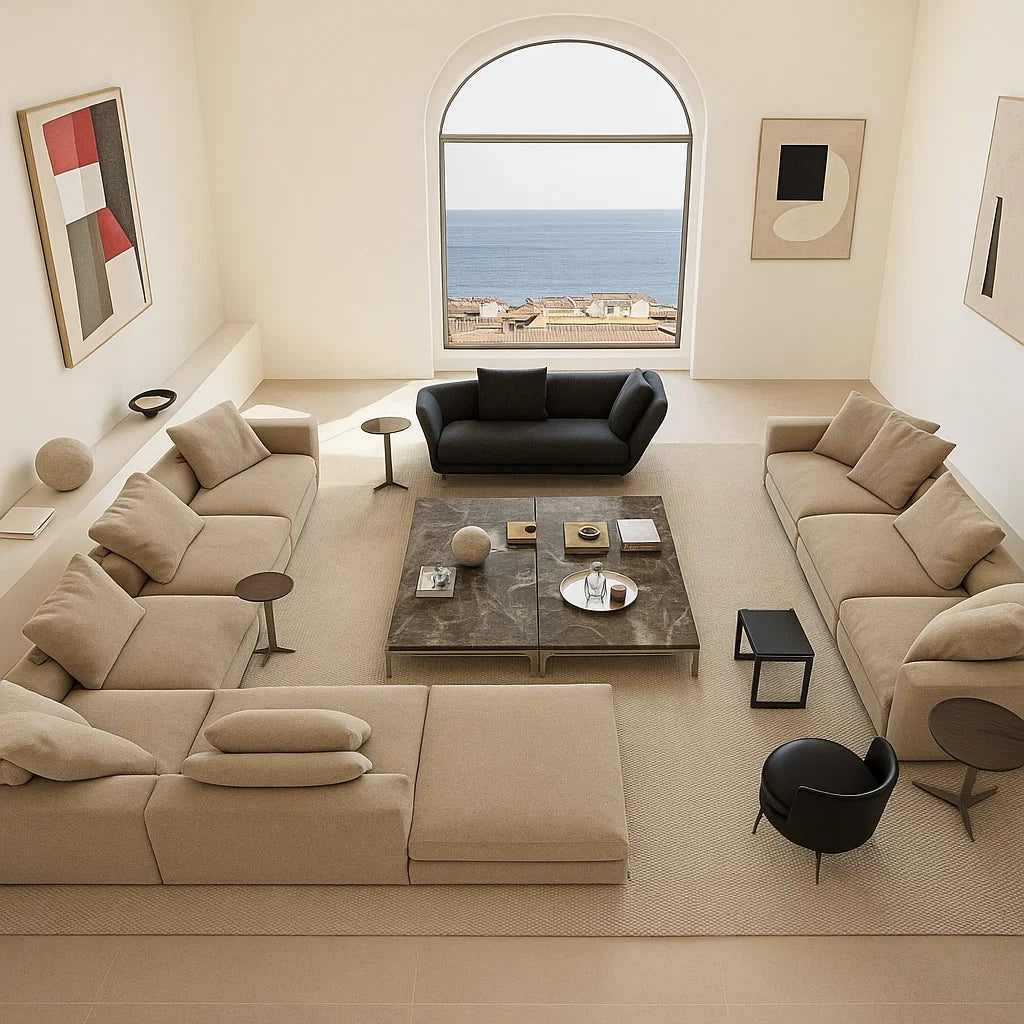 Pietra (SF-12035) - Italian Minimalist Custom Sofa Bespoke in Leather &amp; Fabric