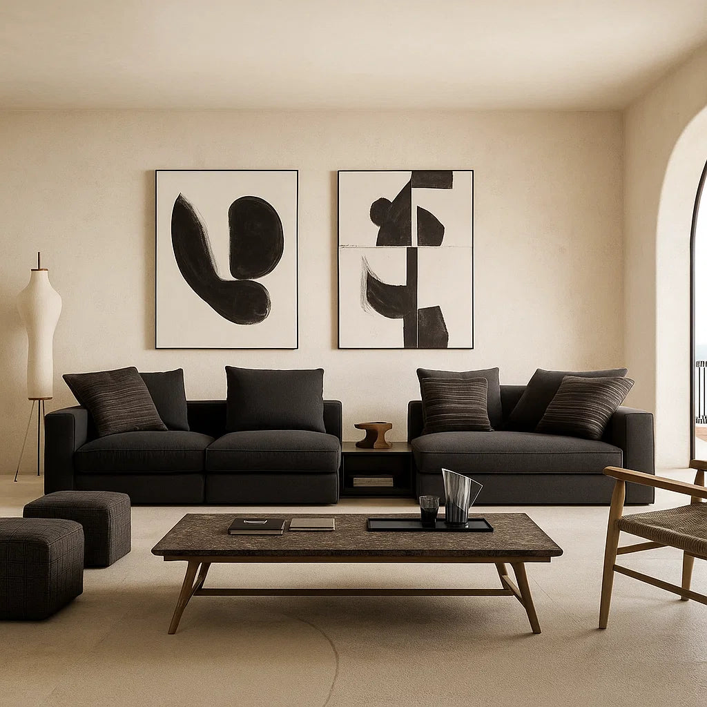 Pietra (SF-12035) - Italian Minimalist Custom Sofa Bespoke in Leather &amp; Fabric