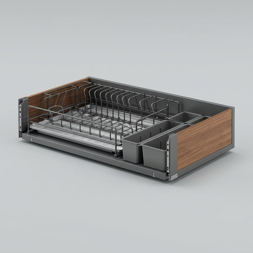 Pull-Out Dish Basket | Power Coated Steel | Aluminum