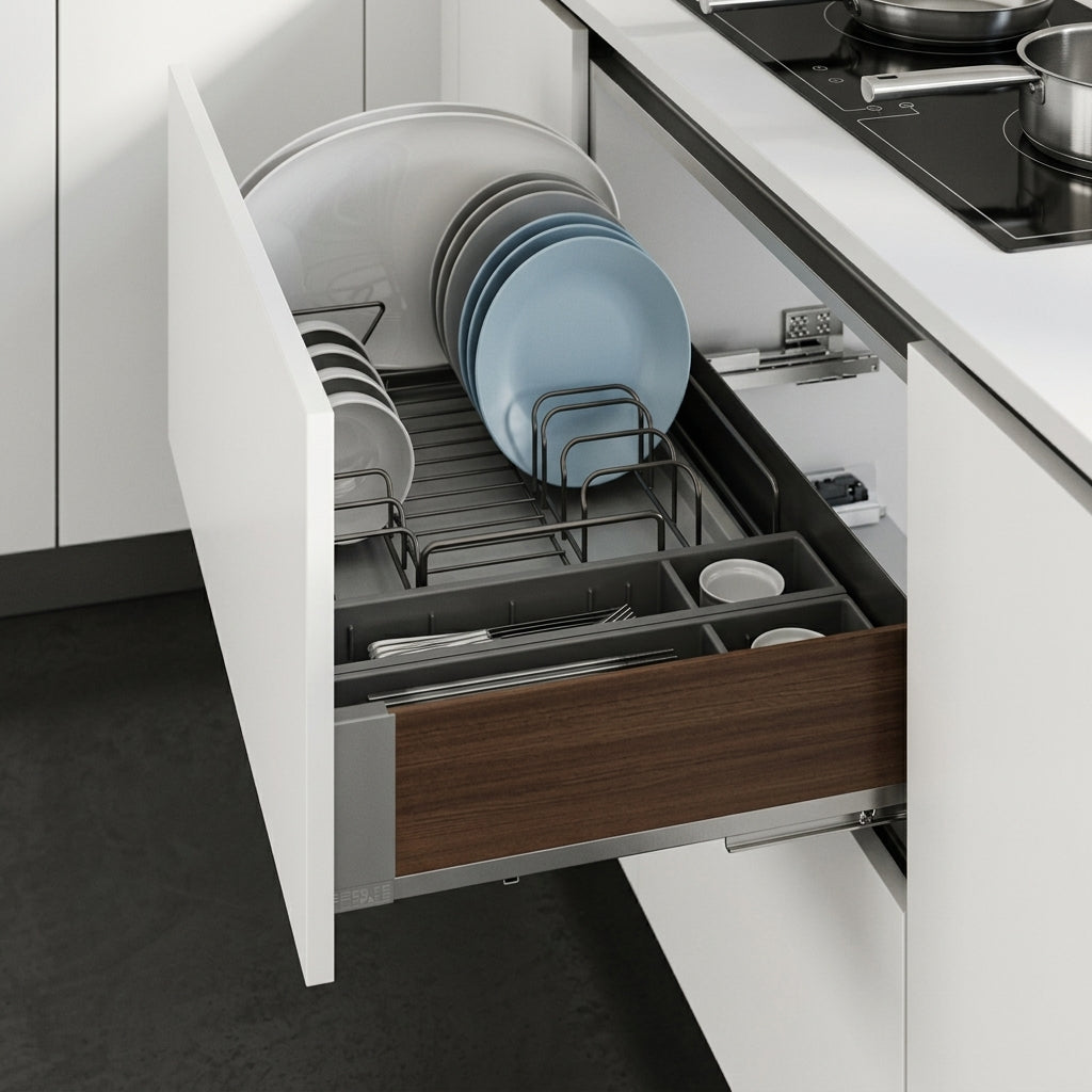 Pull-Out Dish Basket | Power Coated Steel | Aluminum