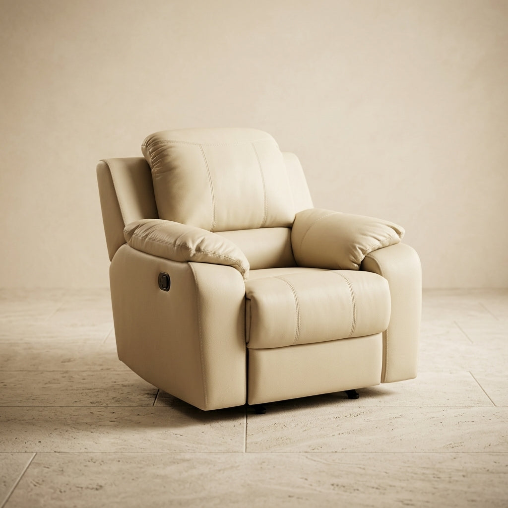 RC0011 Manual Recliner Sofa | Rocking | Off White Leather | Special Offer