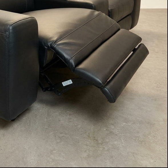 RN0915 Electric Recliner Sofa | Length 2.57m | Full Leather | Black Color | Special Offer | Display Set