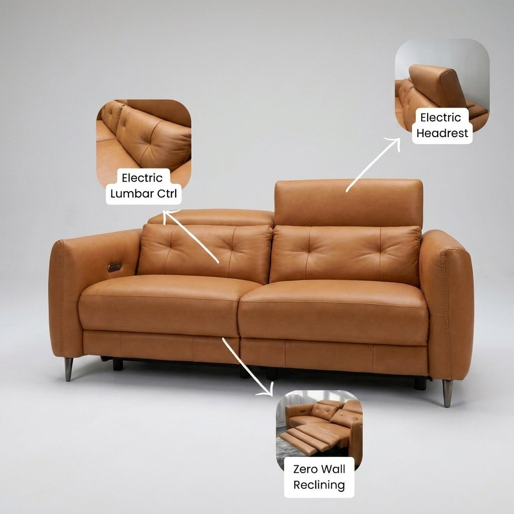 Americana RN0941 Custom Modular Wall Hugging Electric Recliner Sofa | Full Leather - Top Grain