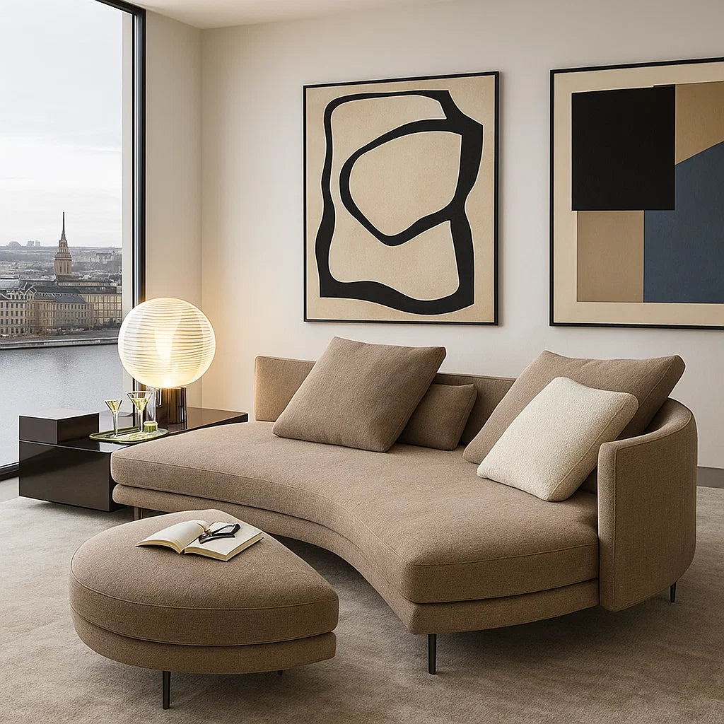 Ravino (SF12016) - Italian Minimalist Custom Sofa Bespoke in Leather &amp; Fabric