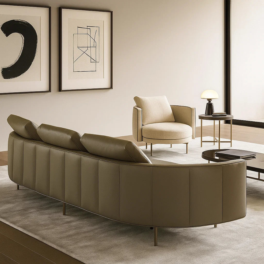Ravino (SF12016) - Italian Minimalist Custom Sofa Bespoke in Leather &amp; Fabric