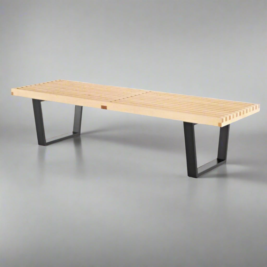 Rhyza Bench (CT3005) - Custom Scandinavian Minimalist Design Bench in Solid Oak Wood with Black Powder Coated Base -