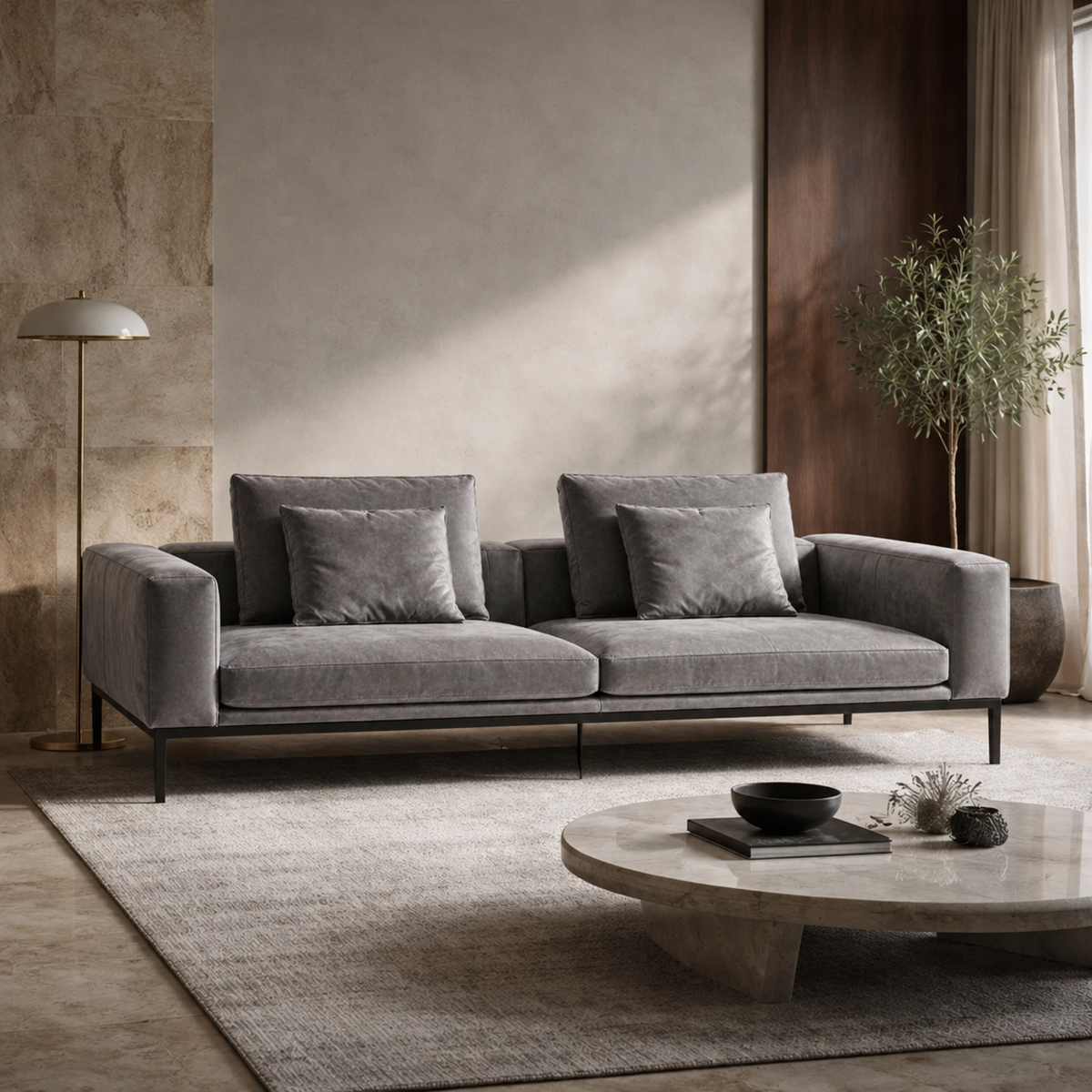 Fox SF2235 Custom Mid Century Minimalist Design 3-Seater Sofa | Pet Friendly Fabric & Leather