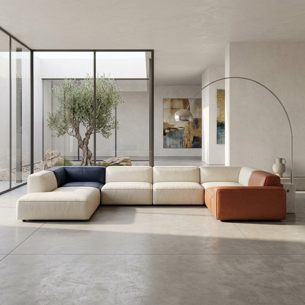 Mocca SF2237 Custom Modular Sofa | Italian Leather | Top Grain