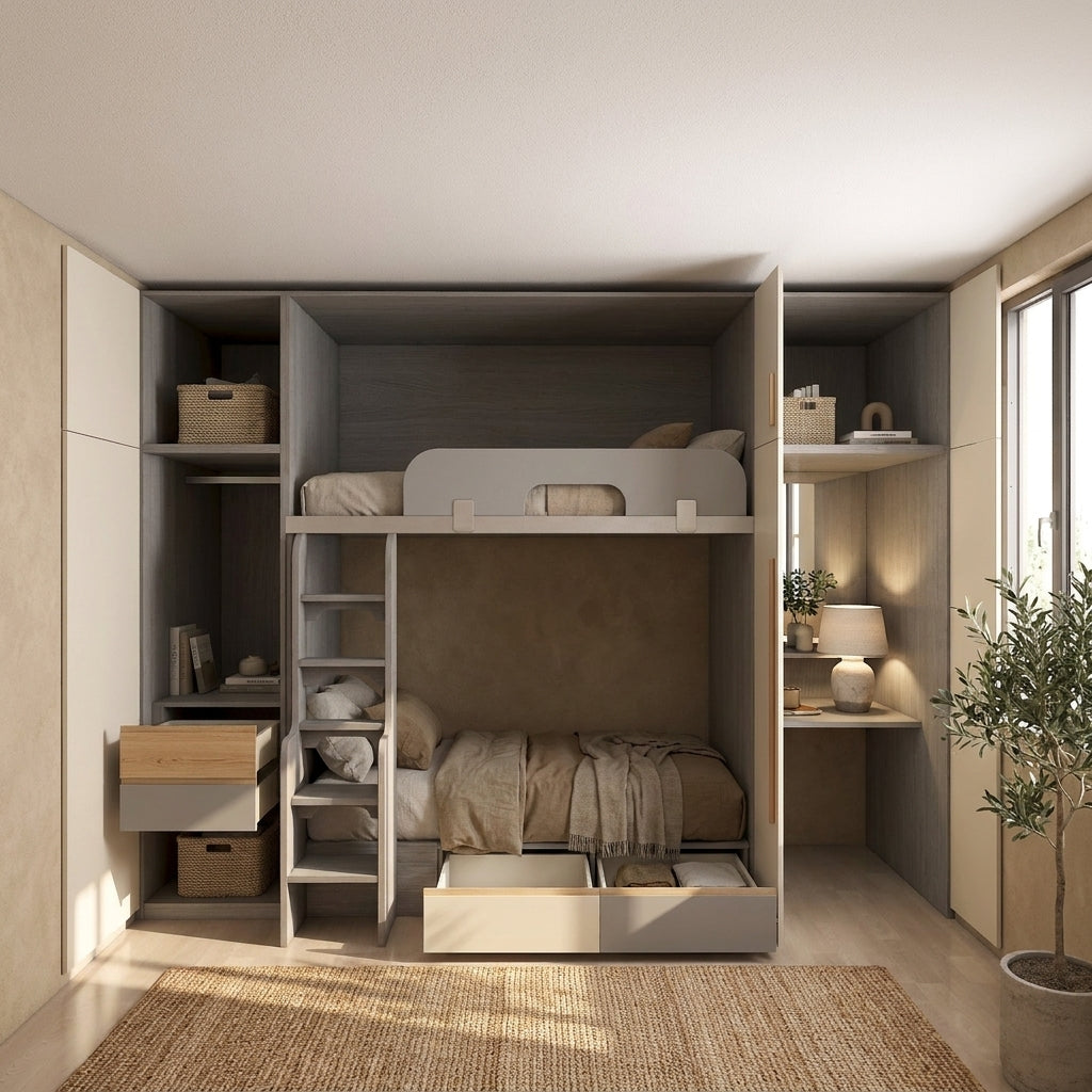 SOGAL Customized Bunk Bed BL29 | Loft Bed | Full Height | Storage Cabinets | Single & Super Single Size