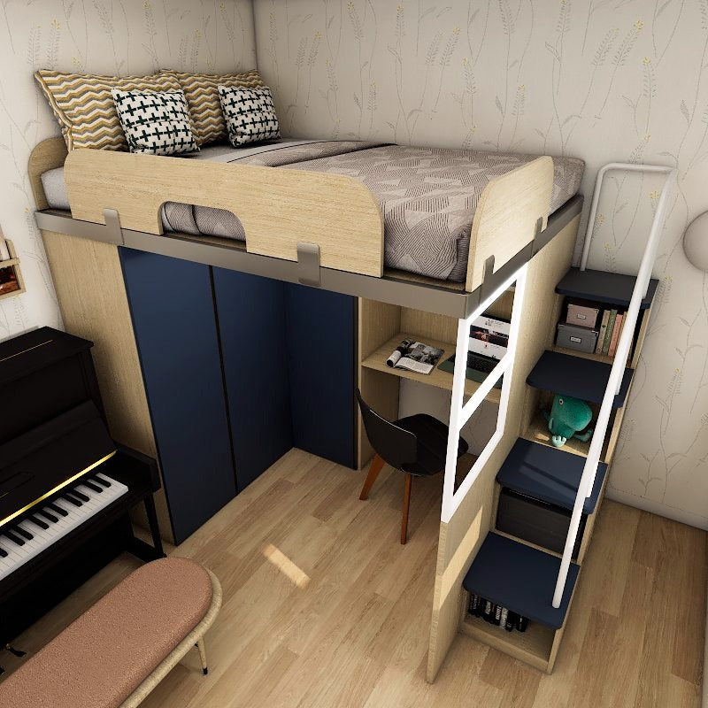SOGAL Customized Queen Bunk Bed with Built-in Wardrobe and Storage Ladder - BBTL-4