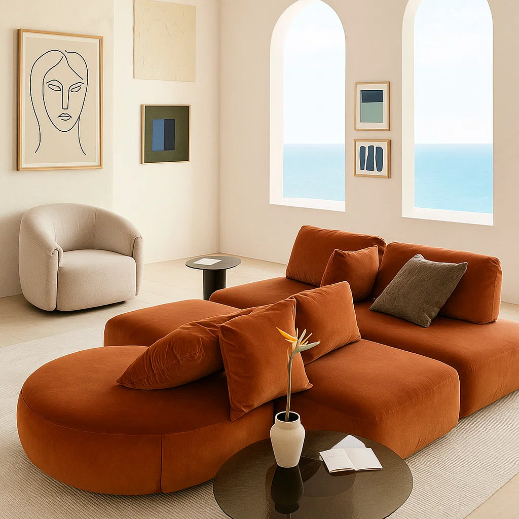 Siena (SF-12037) - Italian Minimalist Custom Sofa Bespoke in Leather &amp; Fabric