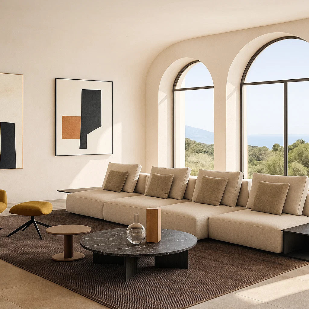 Sileo (SF-12033) - Italian Minimalist Custom Sofa Bespoke in Leather &amp; Fabric