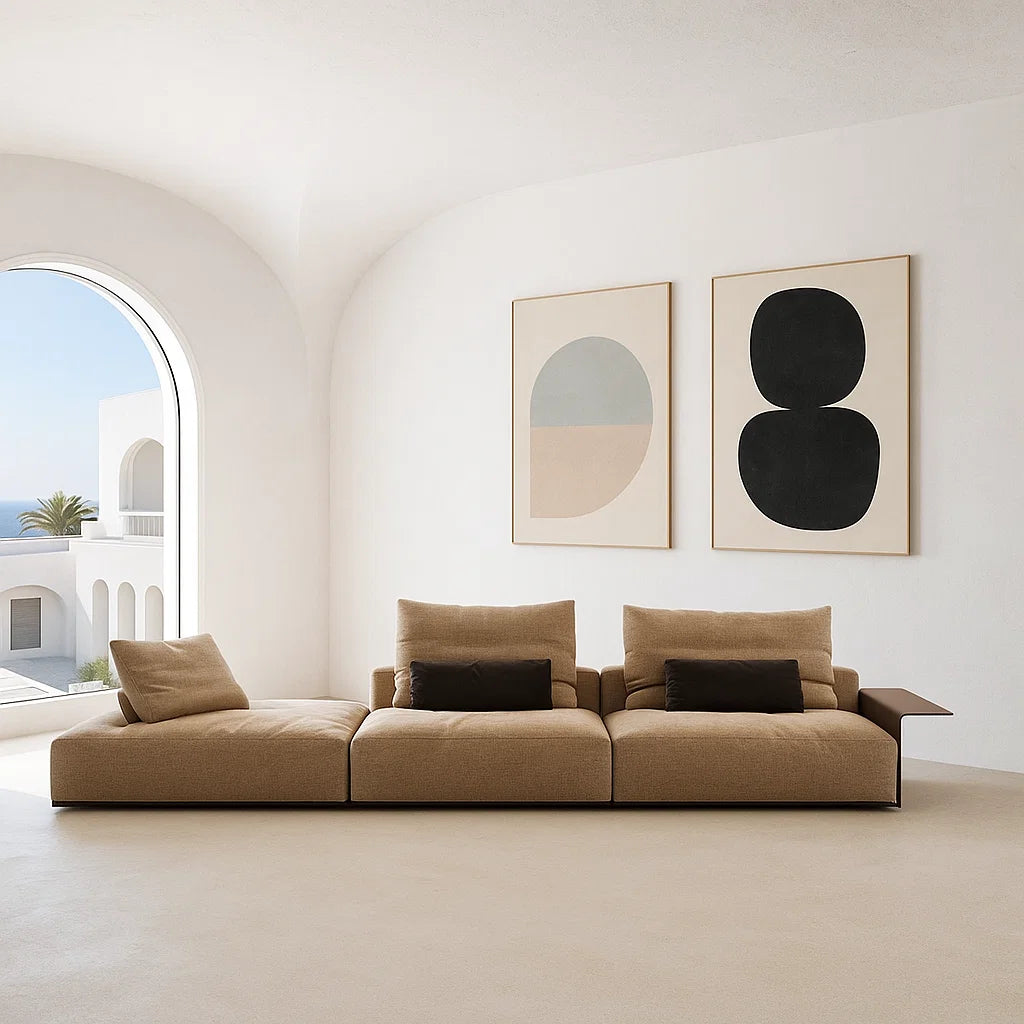 Sileo (SF-12033) - Italian Minimalist Custom Sofa Bespoke in Leather &amp; Fabric