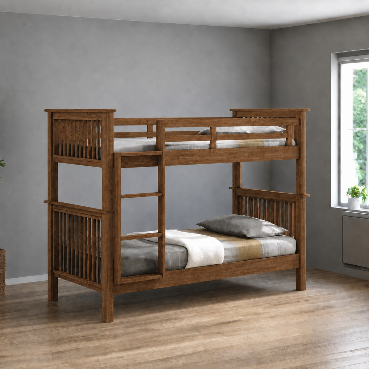Americana Solid Wood Bunk Bed Super Single Size Convertible Double Decker (Optional: Pull Out Trundle Storage)