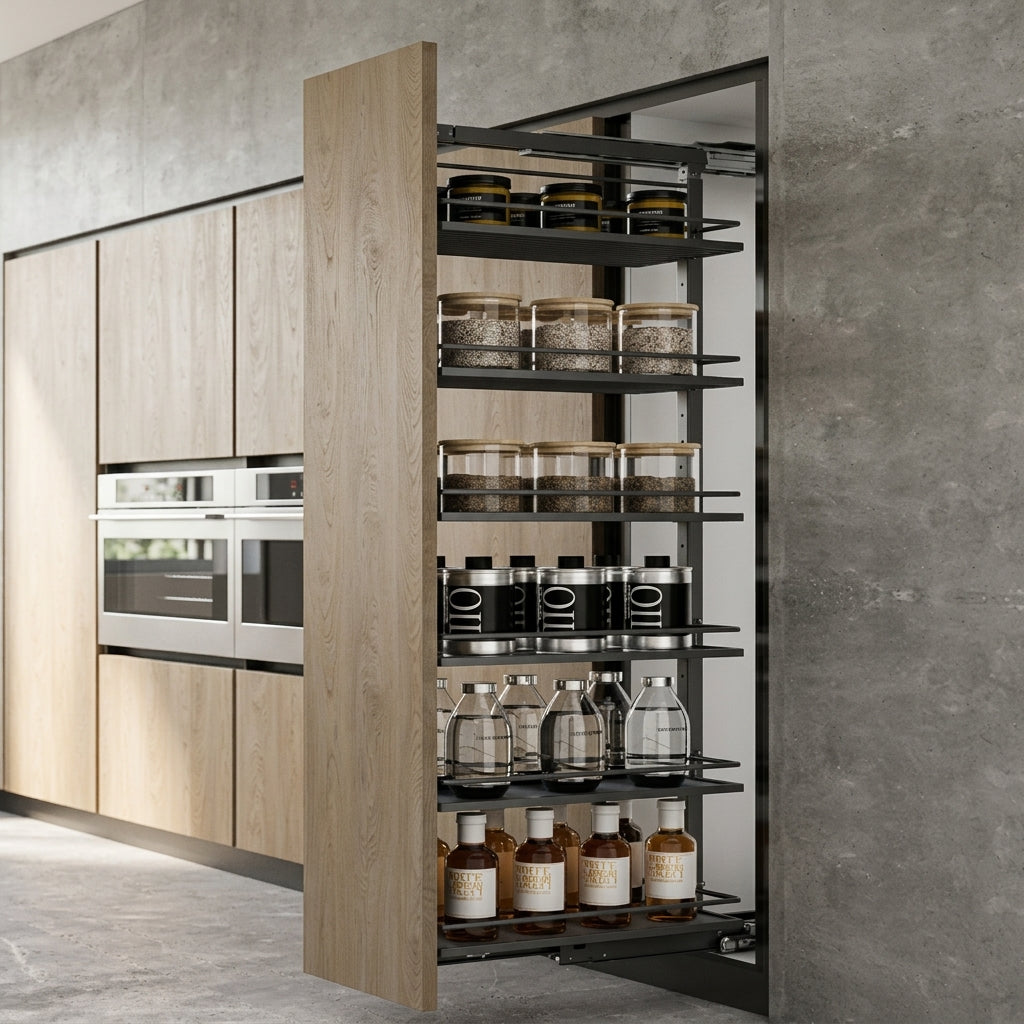 Tall Pull-Out Pantry Unit | Carbon Steel | Powder Coated