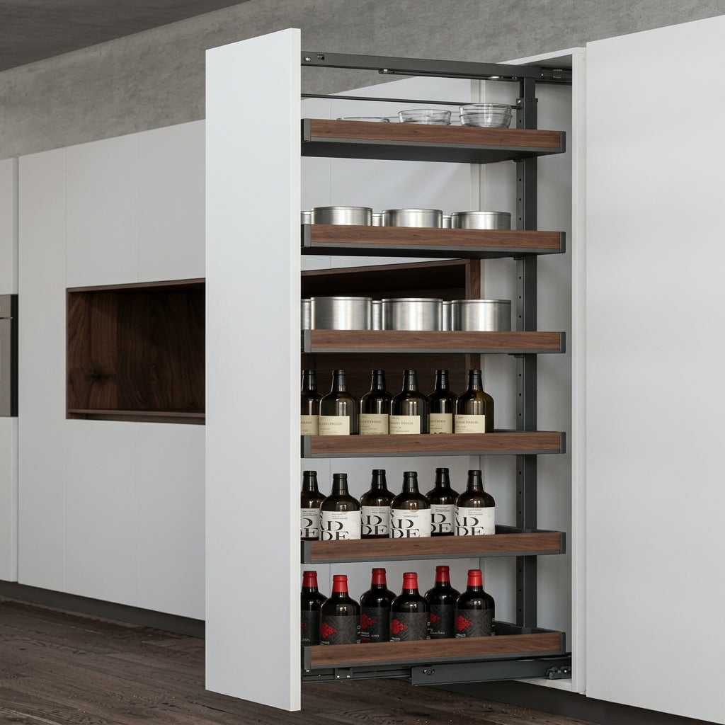 Tall Pull-Out Pantry Unit | Powder Coated Steel | Aluminum