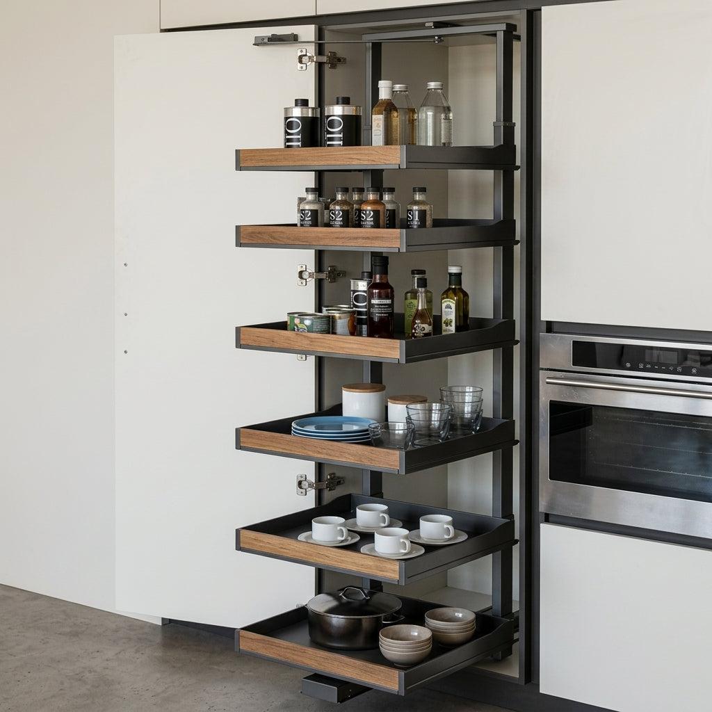 Tall Tandem Pull-Out Unit | Powder Coated Steel | Aluminum