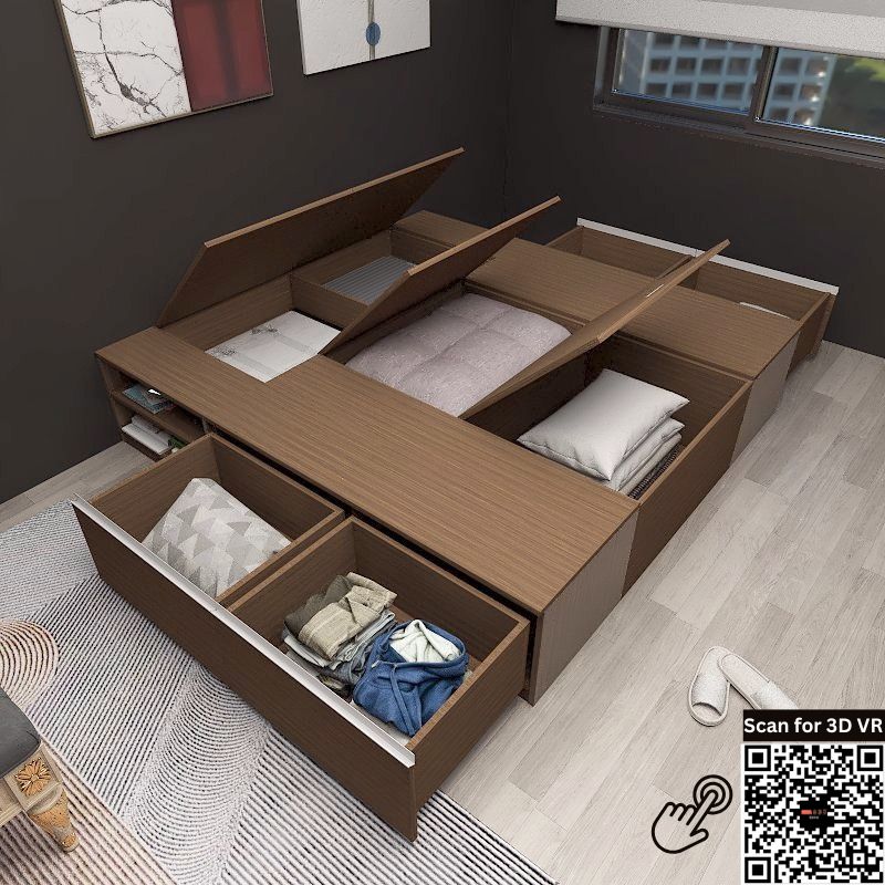 TatamiKingSizeStorageBed4-Drawer4-TopSwingDoor_TK3