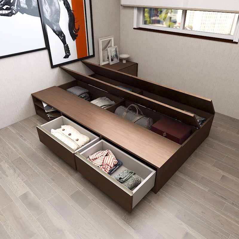 Tatami Super Single Size Storage Bed 2-Drawer 4-Top Swing Door 1-Open Shelve - Assorted Colors (TSS9)