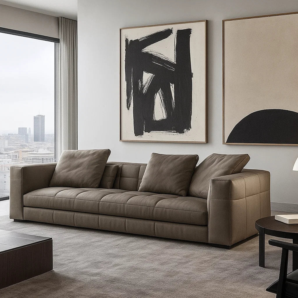 Valden (SF12017)- Italian Minimalist Custom Sofa Bespoke in Leather &amp; Fabric