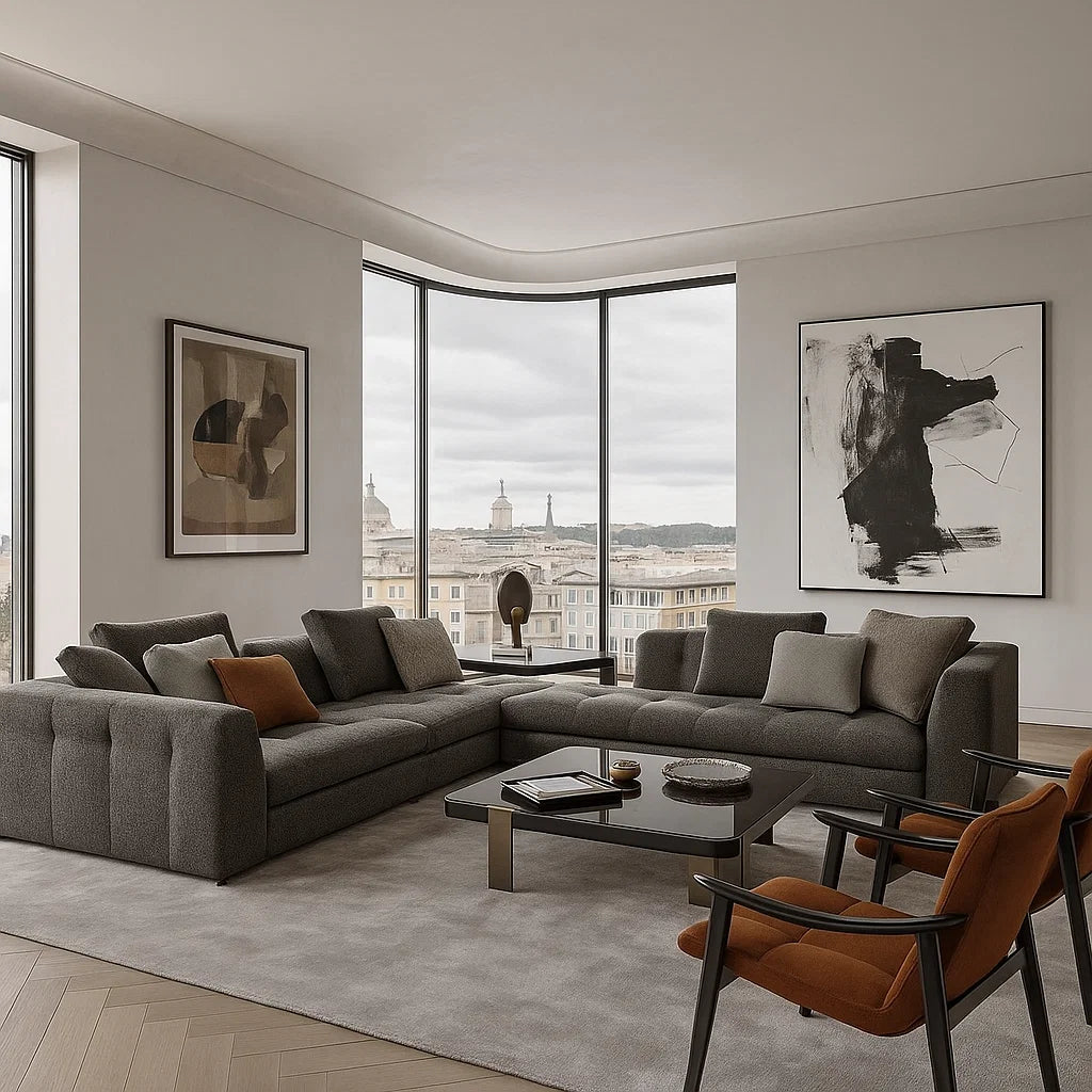 Valden (SF12017)- Italian Minimalist Custom Sofa Bespoke in Leather &amp; Fabric