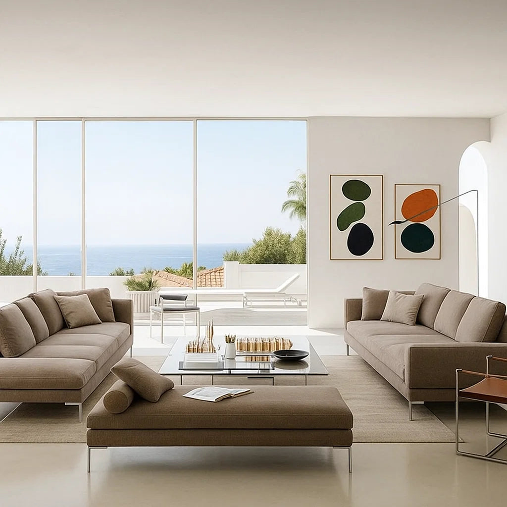 Valerio (SF-12041) - Italian Minimalist Custom Sofa Bespoke in Leather &amp; Fabric