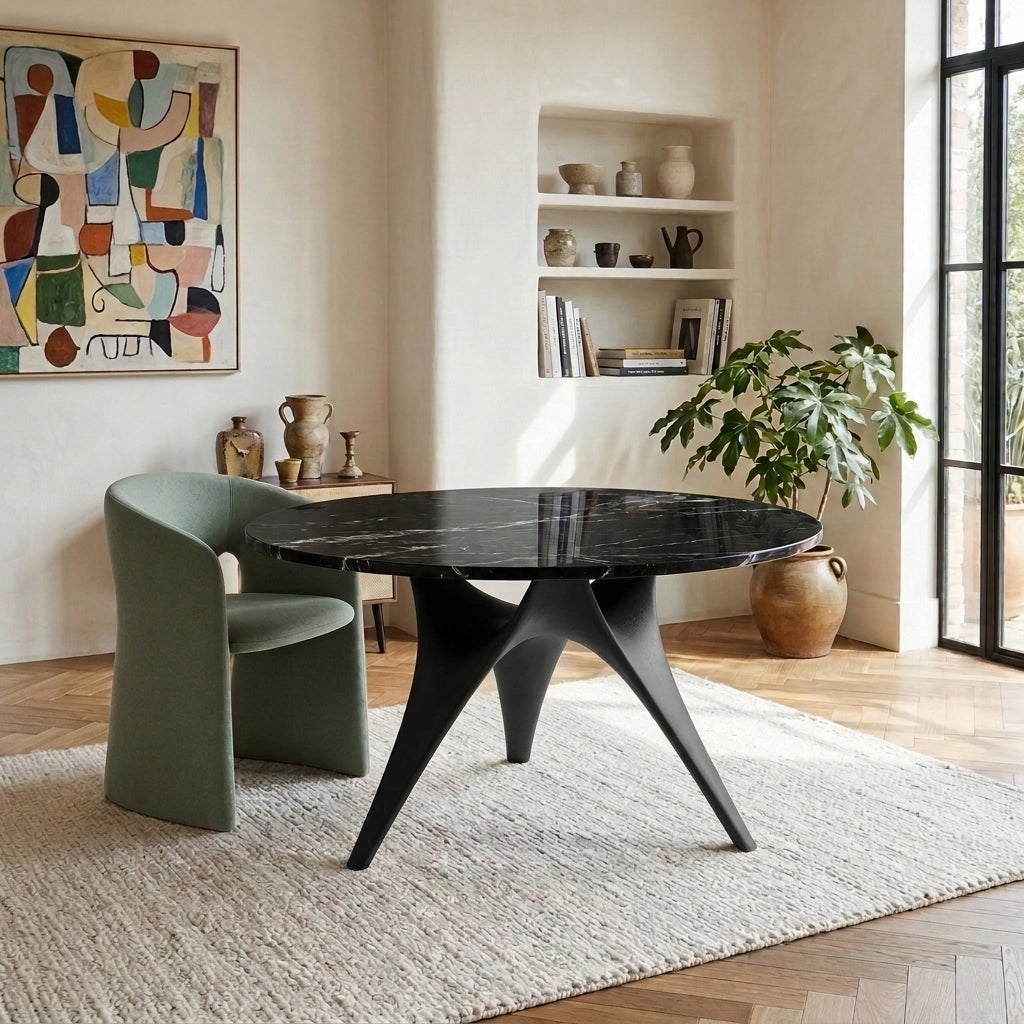 Vela Custom Mid Century Sculptural Design Table| Round | Organic Fiberglass