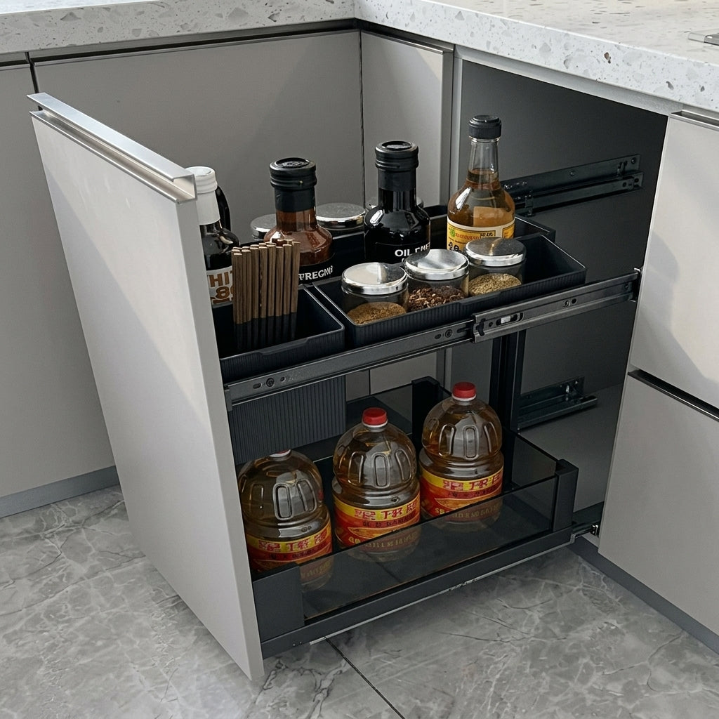 Vertical Pull-Out Utility Basket | Aluminum | Glass