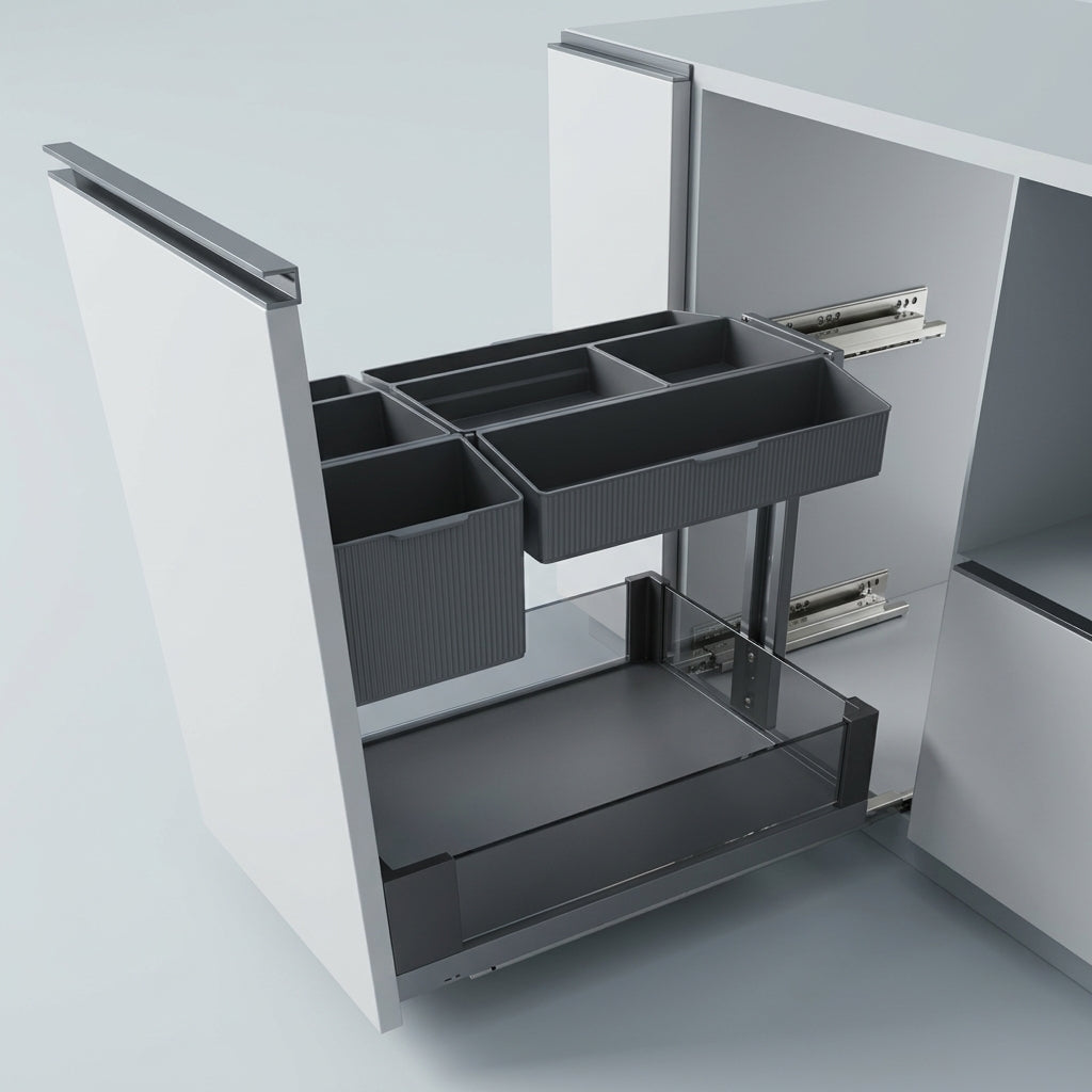 Vertical Pull-Out Utility Basket | Aluminum | Glass