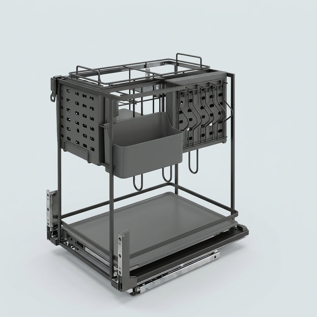 Vertical Pull-Out Utility Basket | Carbon Steel | Powder Coated
