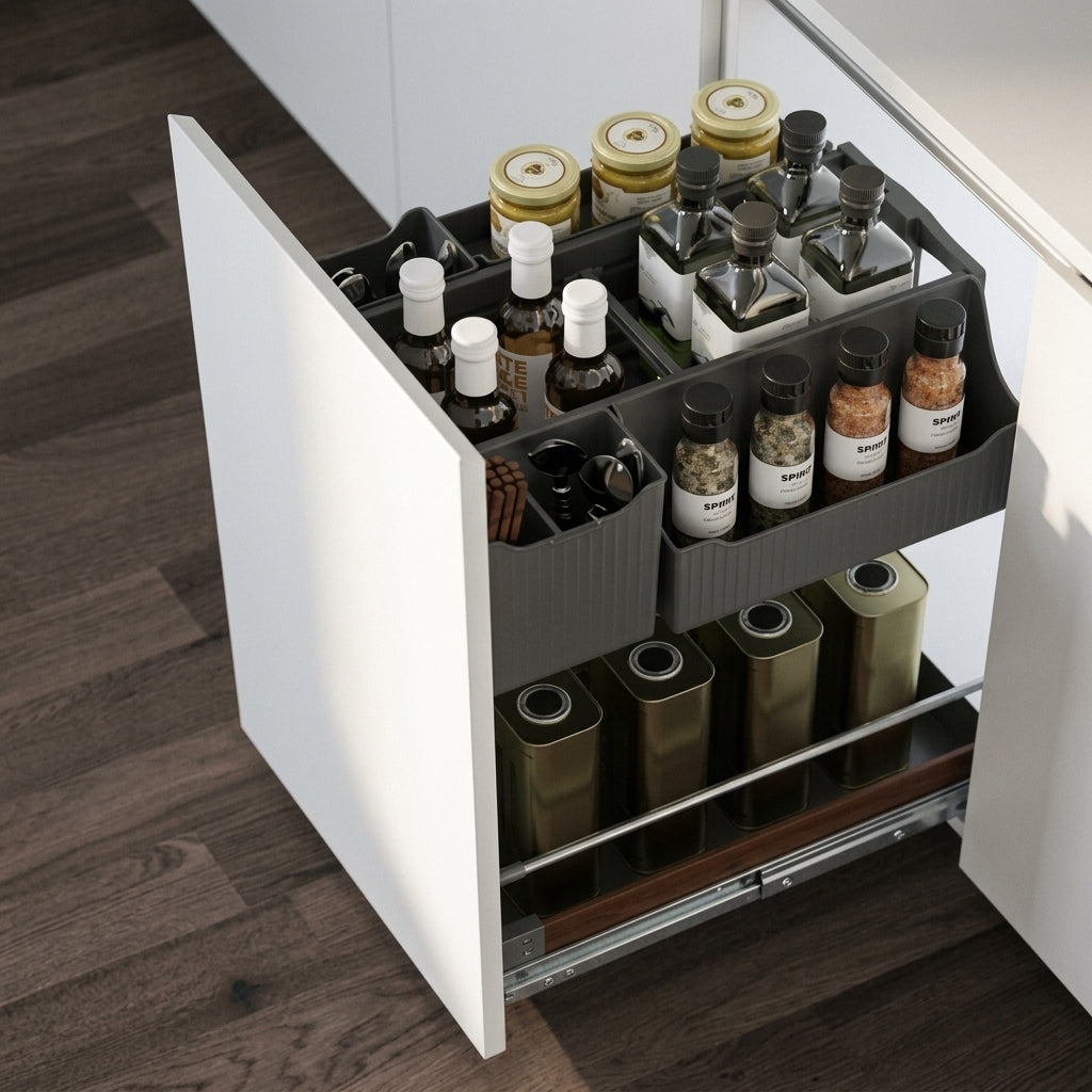 Vertical Pull-Out Utility Basket | Powder Coated Steel | Aluminum