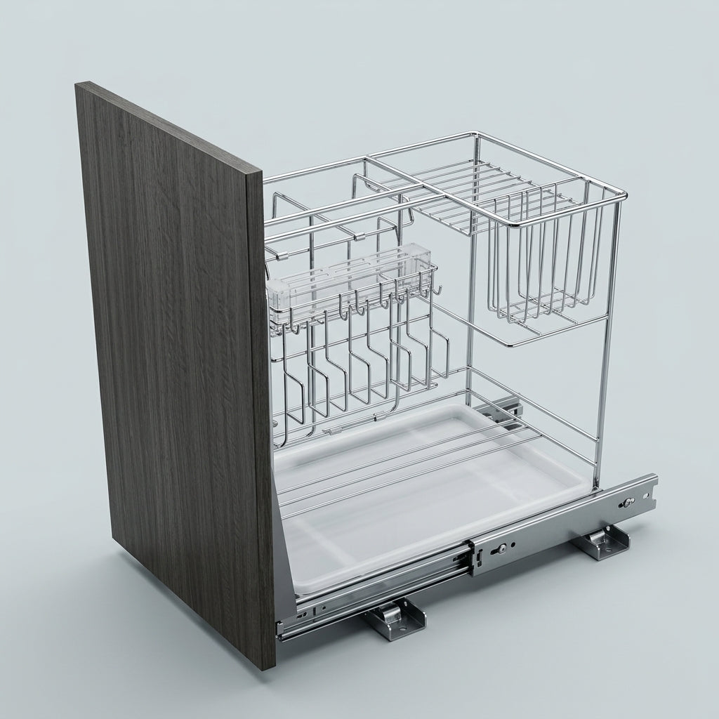 Vertical Pull-Out Utility Basket | Stainless Steel