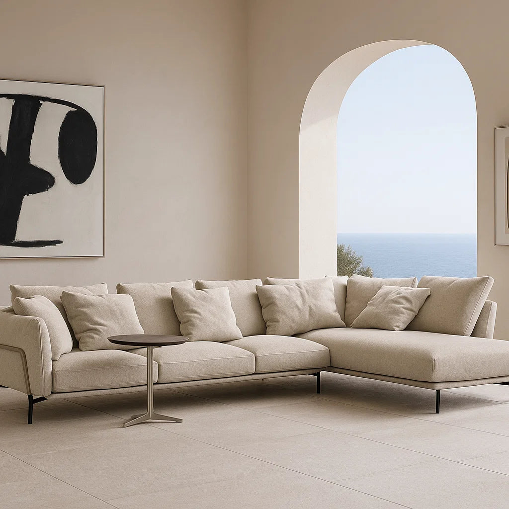 Virelli (SF-12036) - Italian Minimalist Custom Sofa Bespoke in Leather &amp; Fabric