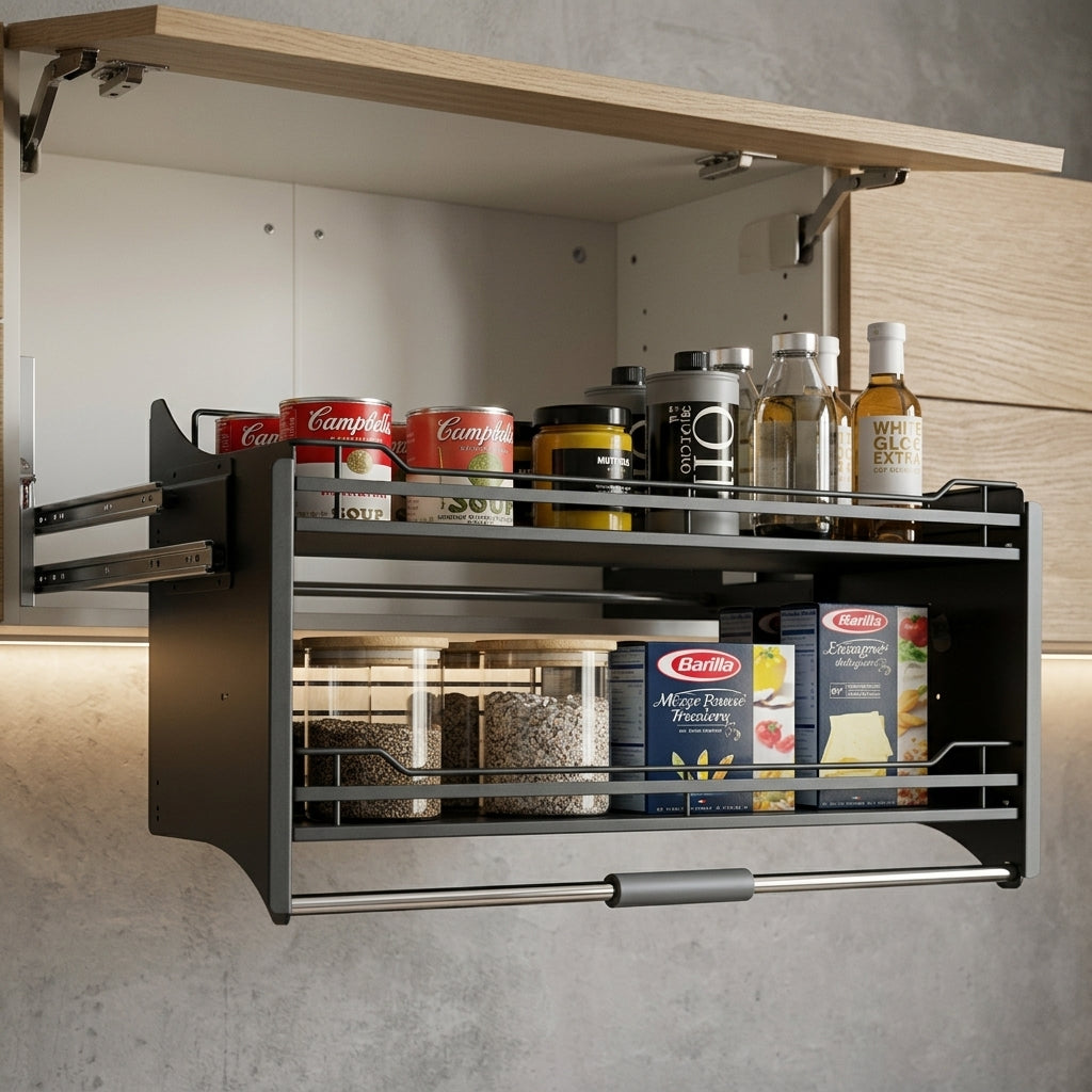 Wall Cabinet Pull-Down Basket | Carbon Steel | Powder Coated