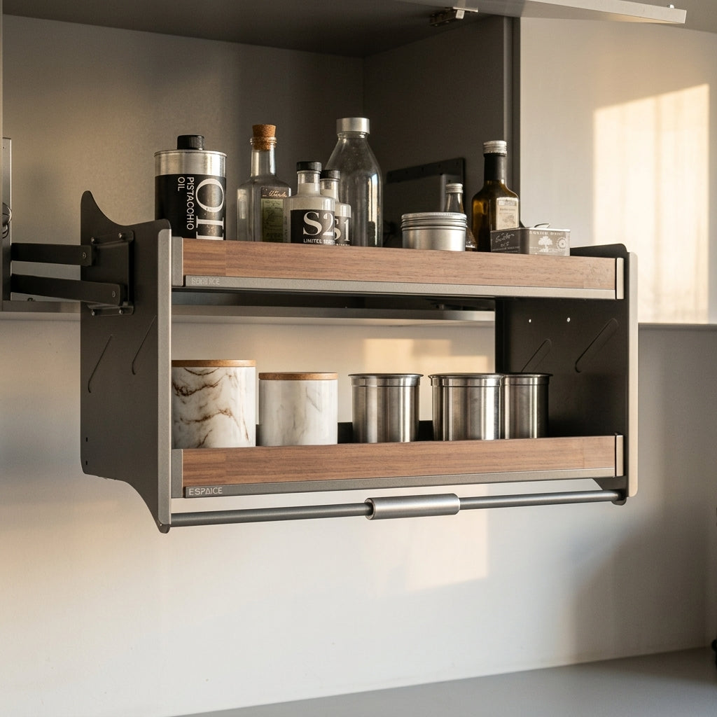 Wall Cabinet Pull-Down Basket | Powder Coated Steel | Aluminum