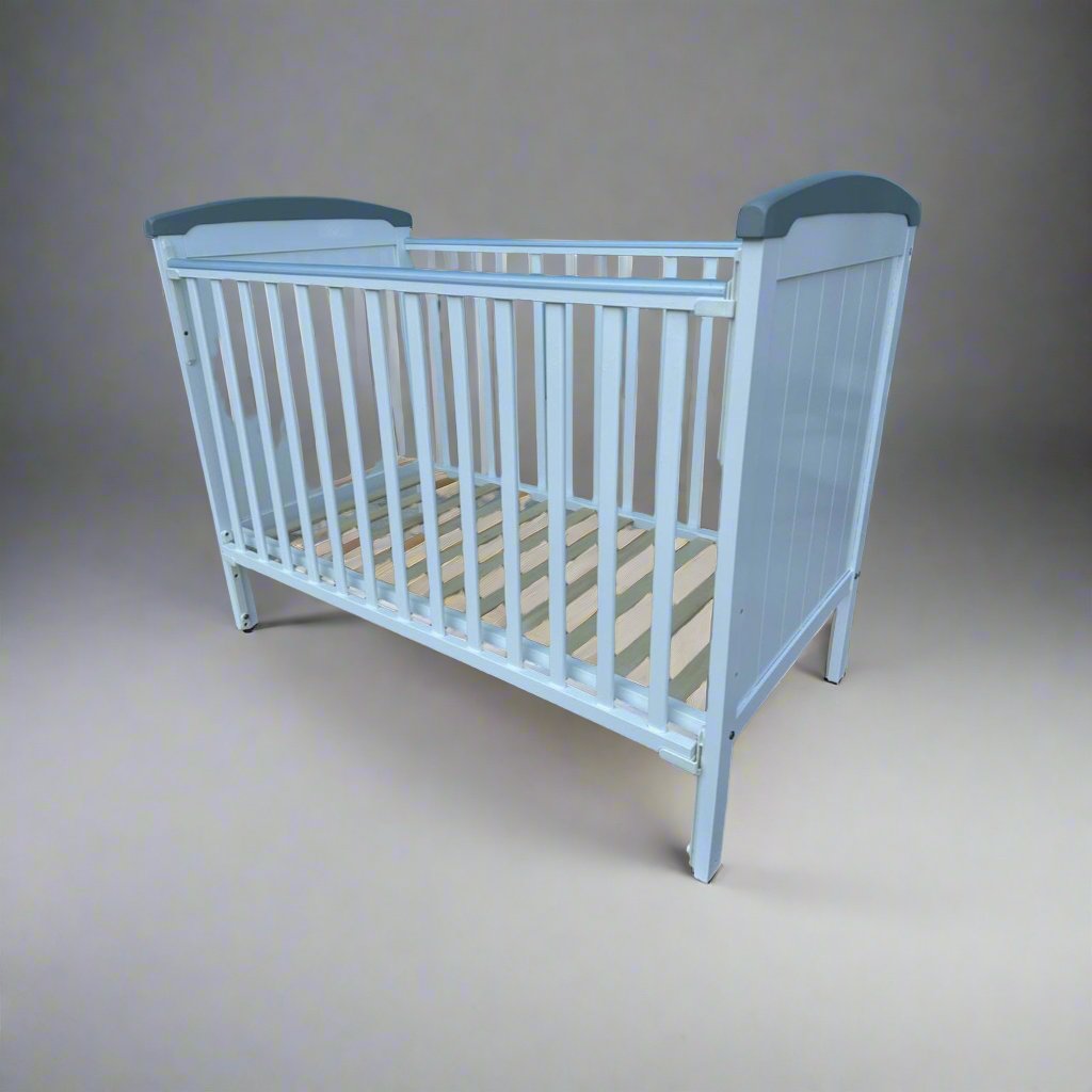 Kay Solid Hardwood (White) 6 -in-1 Baby Cot Single Handed Drop Gate (120x60cm) Col: White