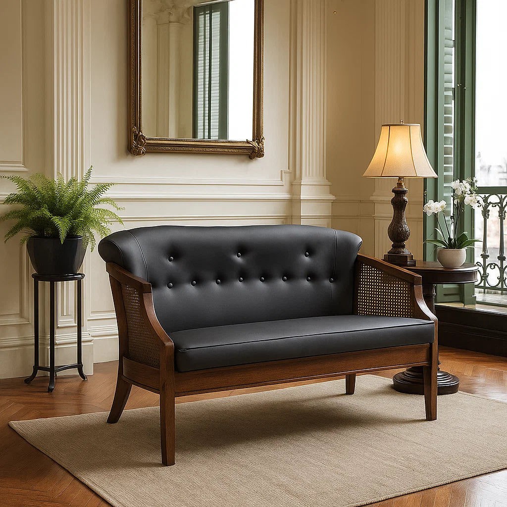 Winston Solid Wood 3 Seater Leather Sofa - Length 1.7m