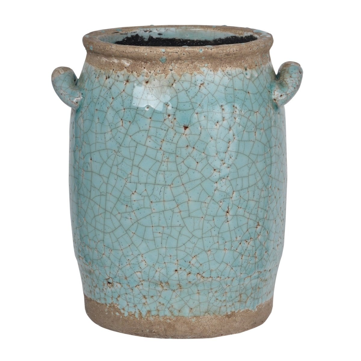 AB-1341  Candia Ceramic Vase, Pale Turquoise picket and rail