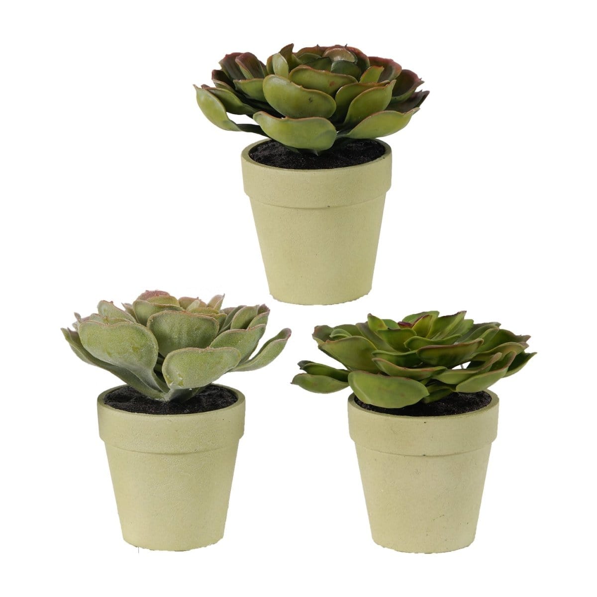 AB-29089  S/3 5.5"H Succulents In Pot picket and rail
