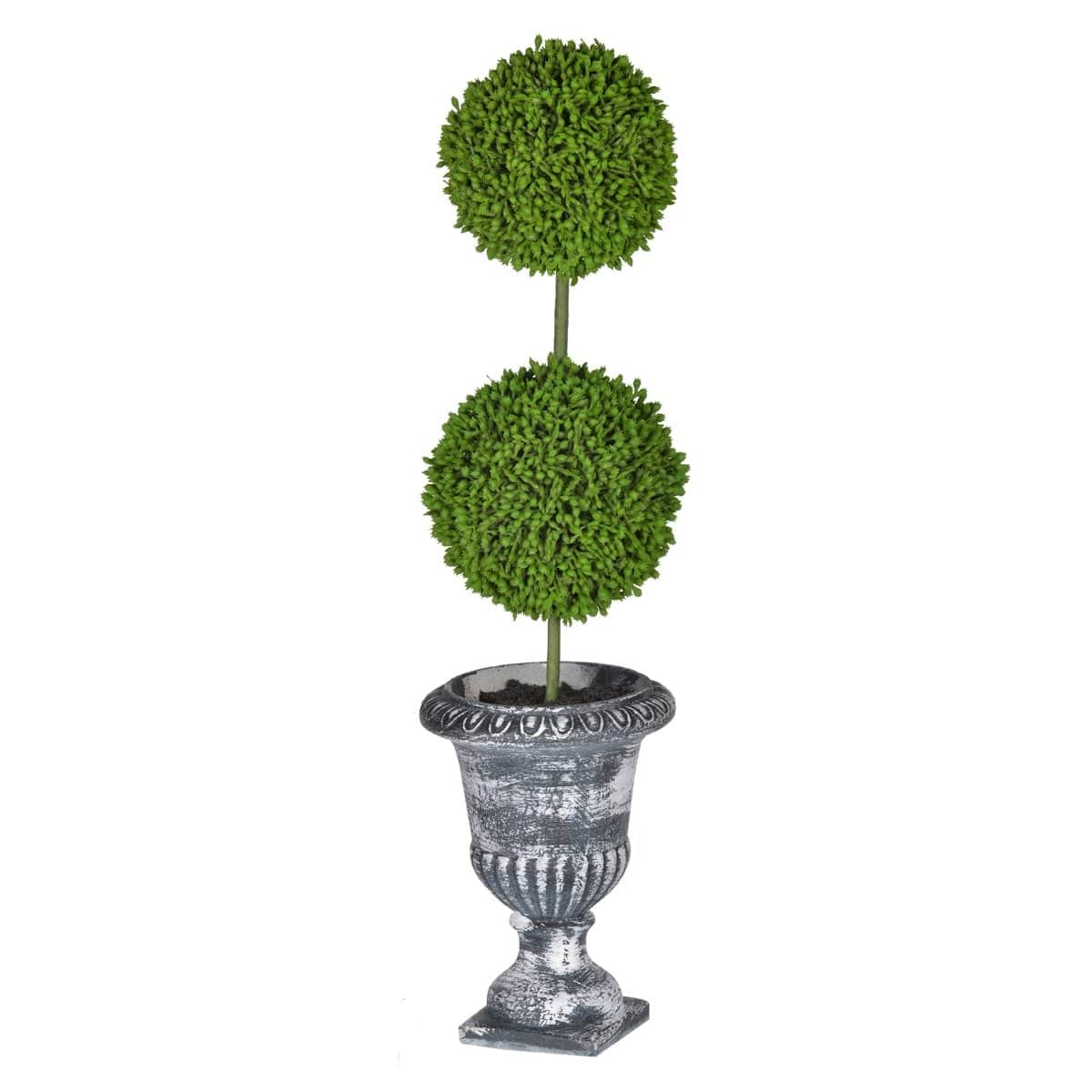 AB-29572-BLAC  TWO-TIER ROUND FAUX TOPIARY - BLACK POT picket and rail