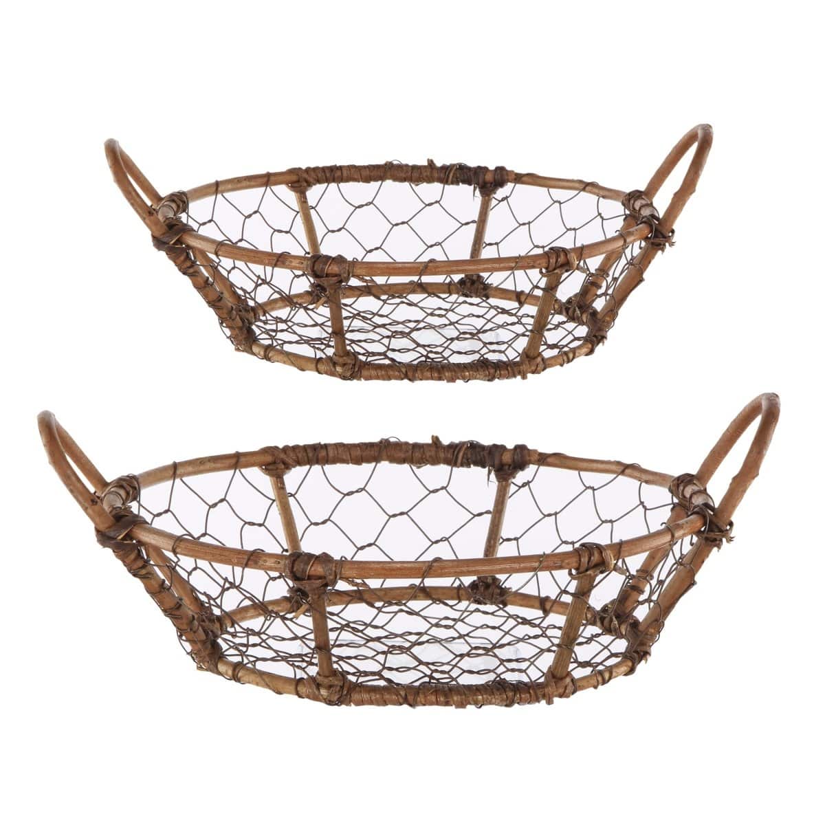 AB-39309 S/2 RATTAN AND METAL BASKETS picket and rail