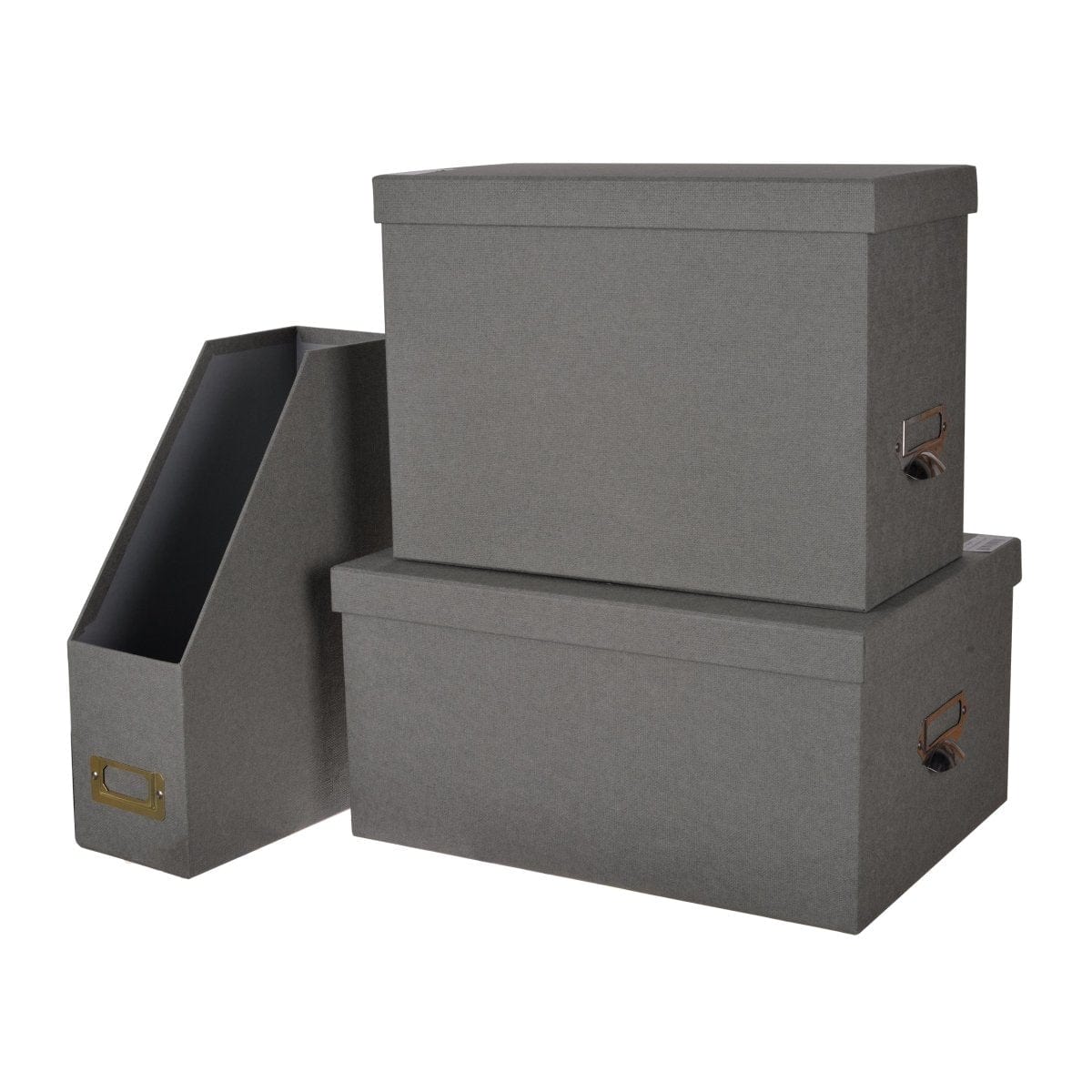 AB-42027 GRAY S/3 ISMAY OFFICE STORAGE BOXES &amp; FILE picket and rail