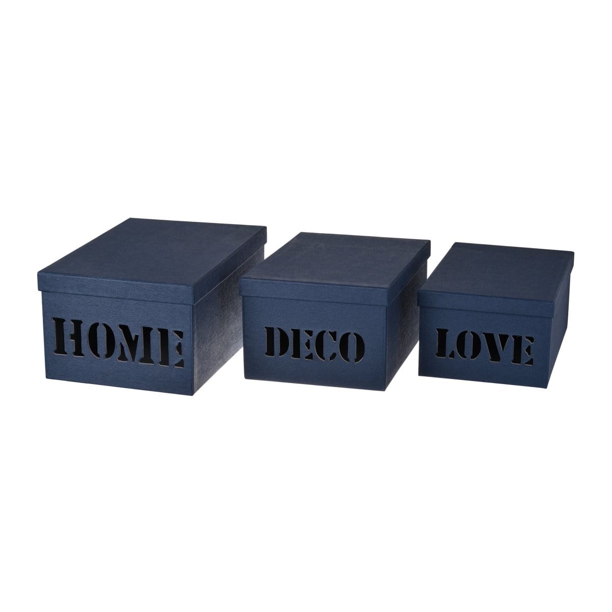 AB-42035-BLUE  S/3 ISMAY DECO STORAGE BOXES picket and rail
