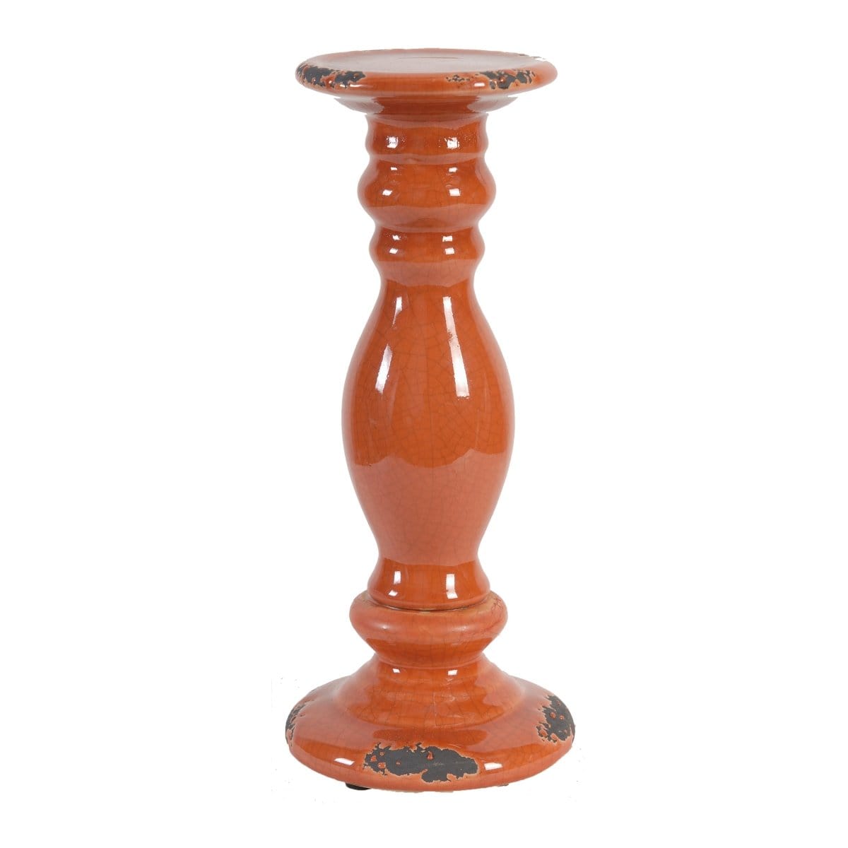 AB-66297-ORAN Cora Tall Pillar Candle Holder, Orange picket and rail