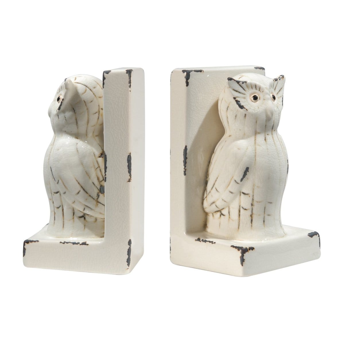 AB-68461 Owl Bookends  S/2 3.8x3.8x6.8&quot; picket and rail