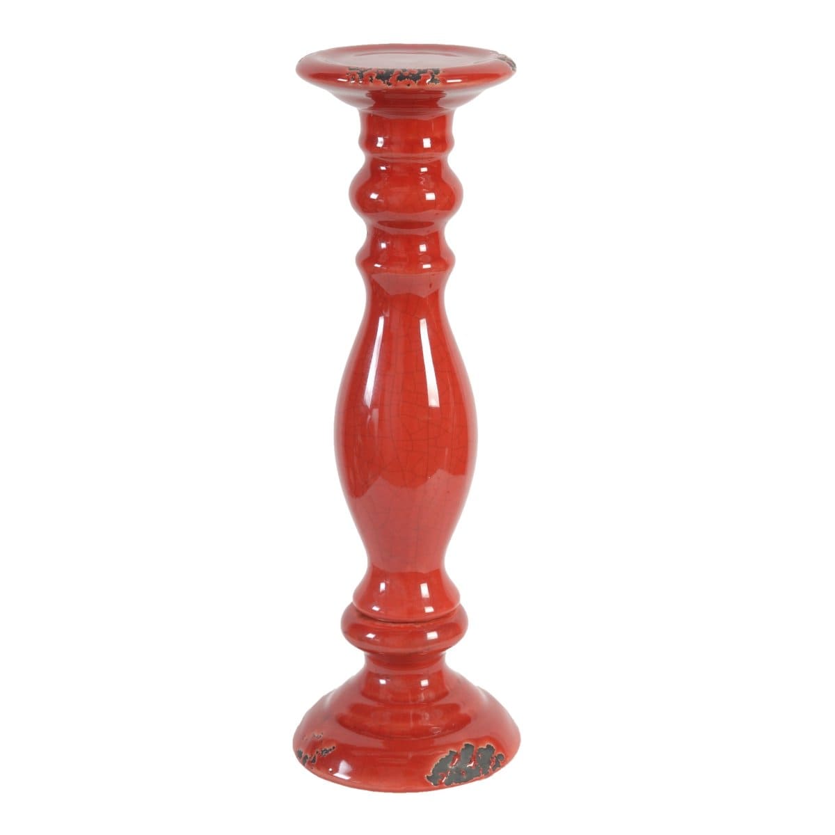AB-69045-RED Cora Medium Pillar Candle Holder, Rouge picket and rail