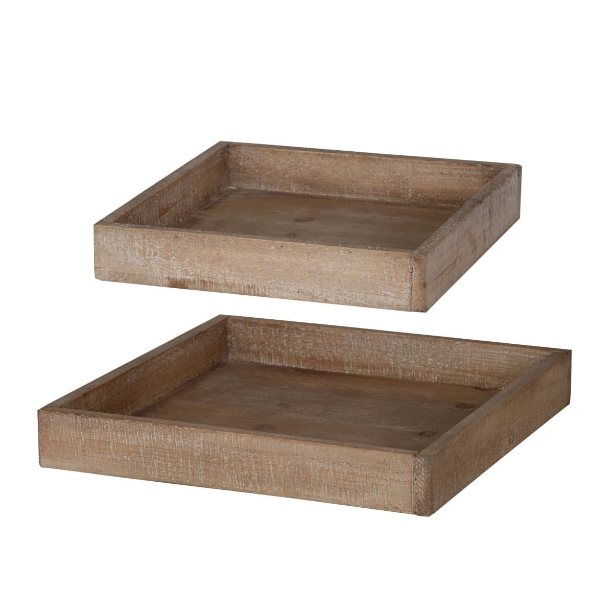 AB-HP42389 S/2 Sheridan Decorative Wooden Trays -Square picket and rail