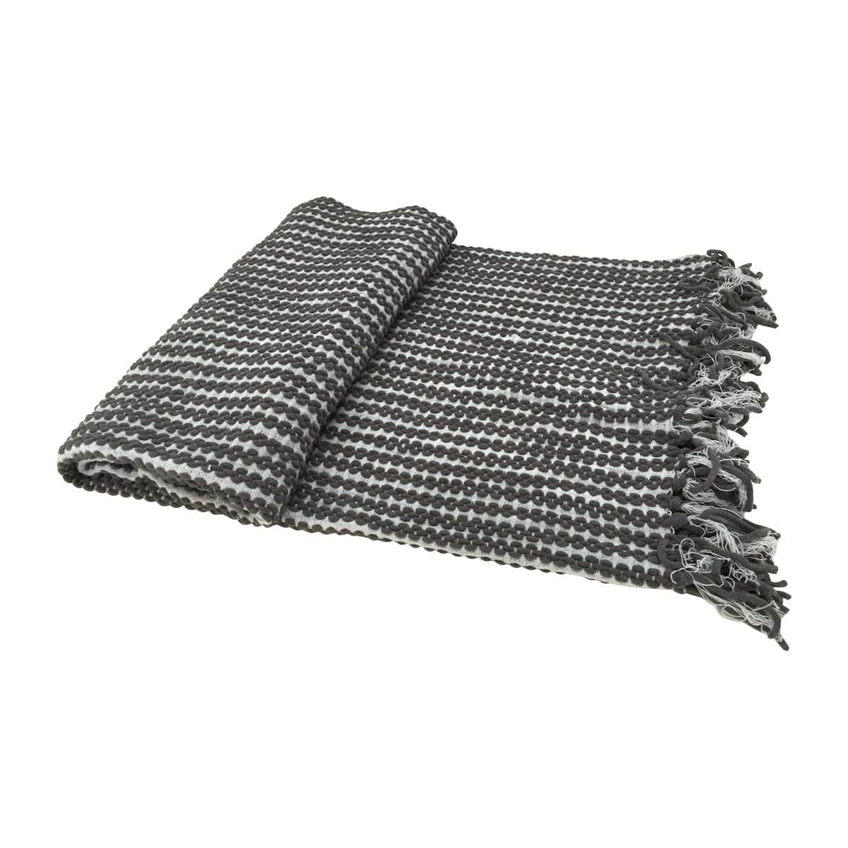 AB-TAV38489 Chenille Throw With Fringe -Gray picket and rail