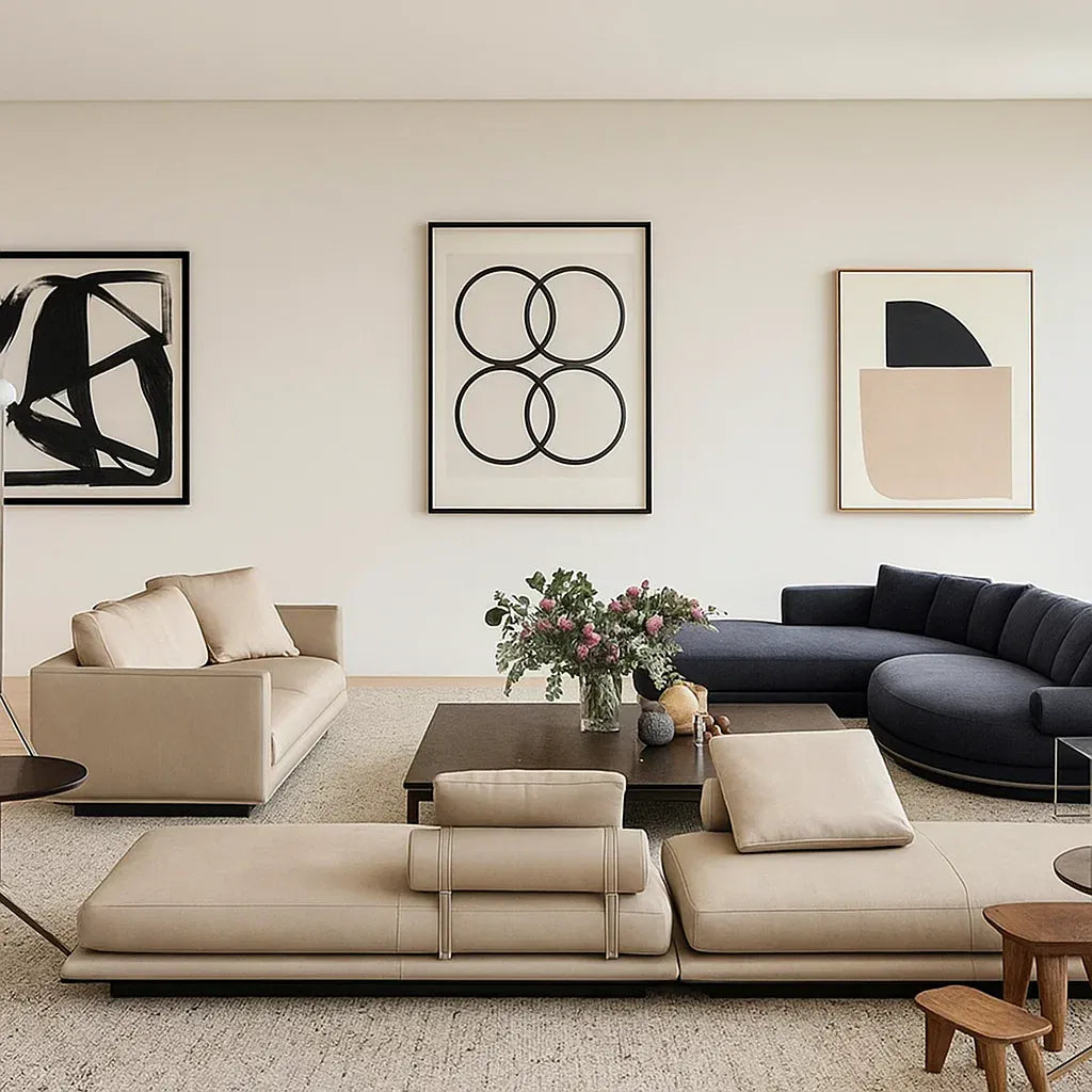 Aluna (SF12040) - Italian Minimalist Custom Sofa Bespoke in Leather & Fabric picket and rail