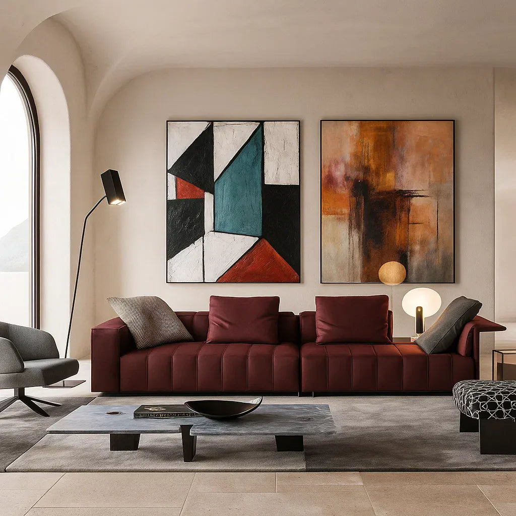 Alvaro (SF12022) - Italian Minimalist Custom Sofa Bespoke in Leather & Fabric picket and rail